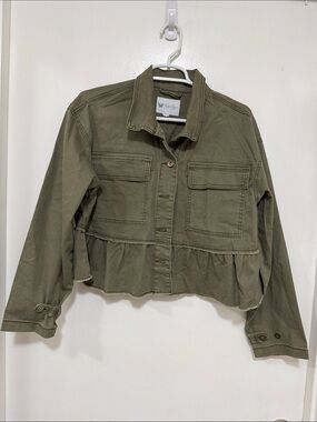 Jessica Simpson Olive Green Peplum Utility Jacket